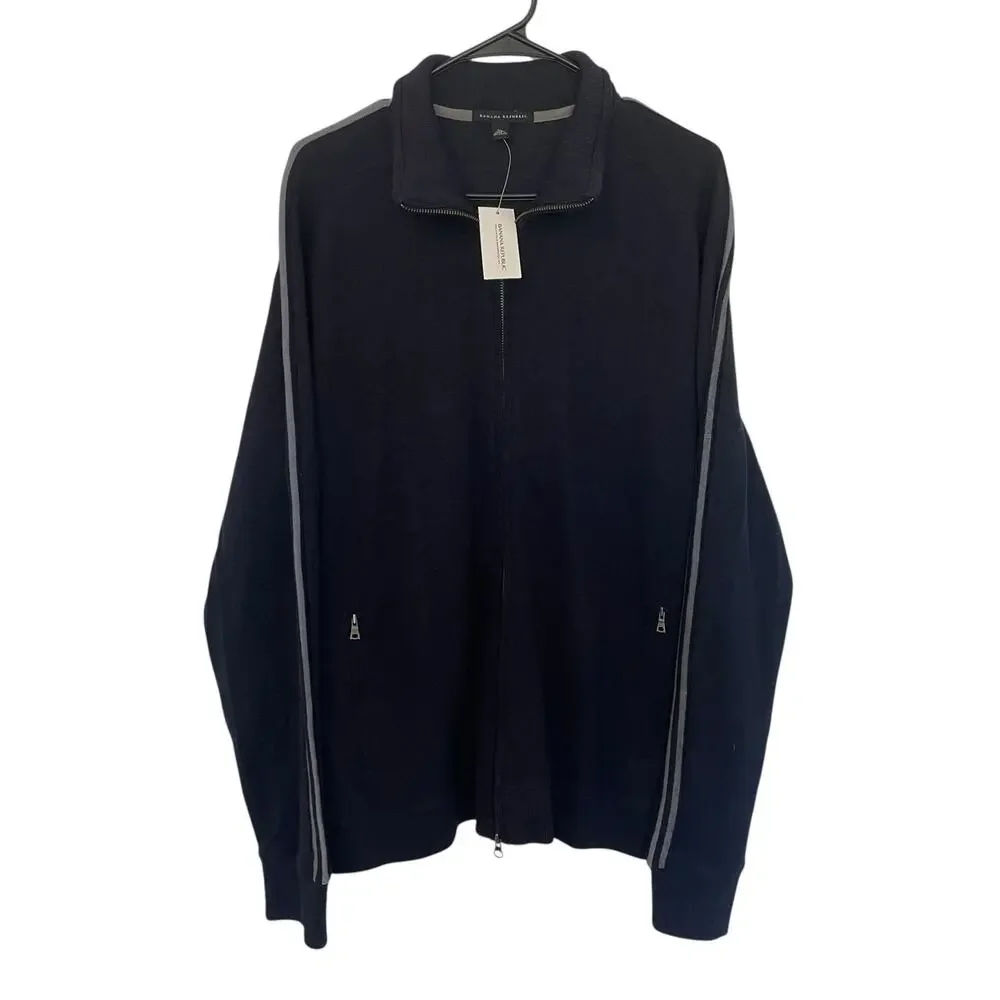 NWT Banana Republic Full Zip Cotton Heavyweight Jacket Black Mens Size XL
